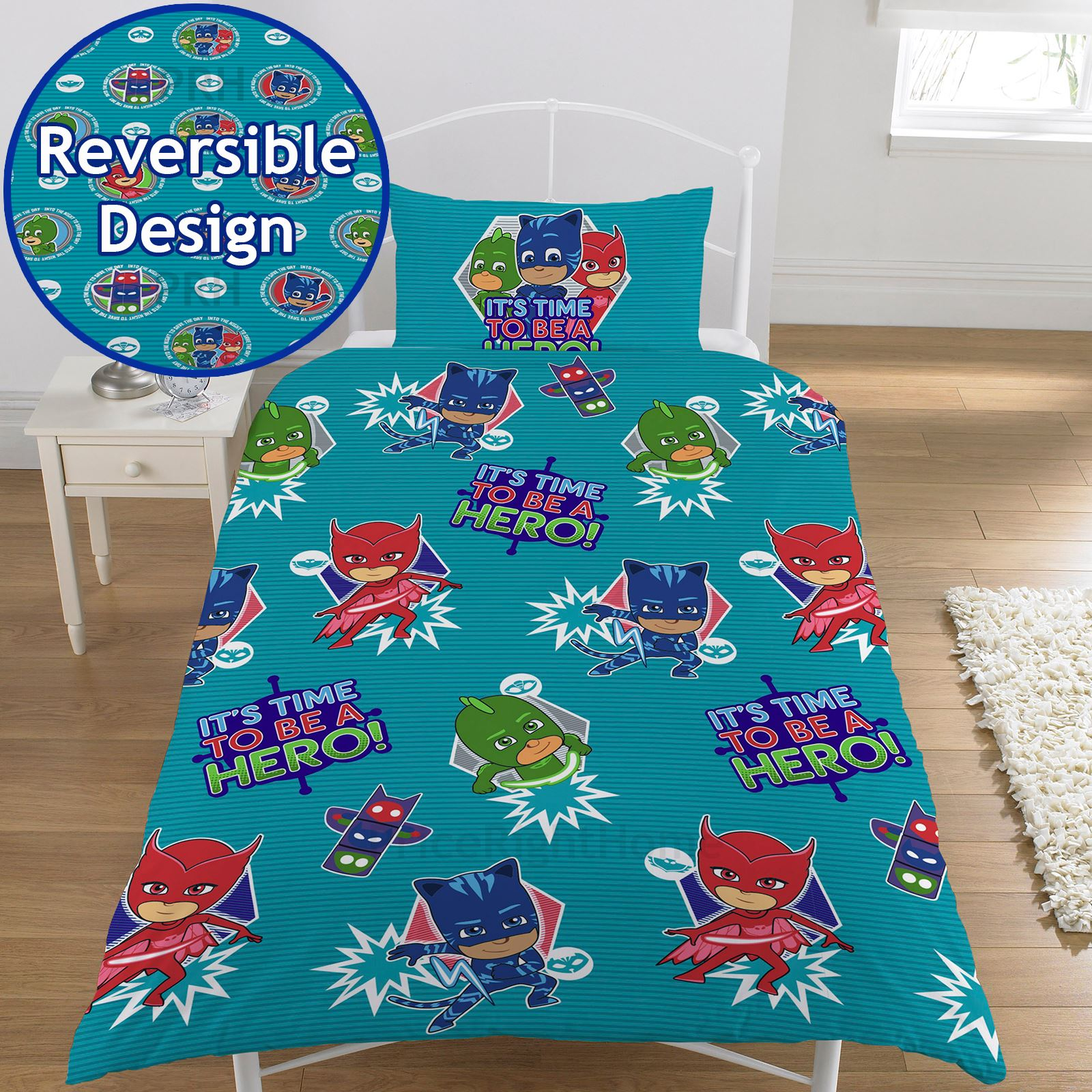 Details About Pj Masks Duvet Cover Set Single Junior Cushion Lighting Wallpaper Available with size 1600 X 1600