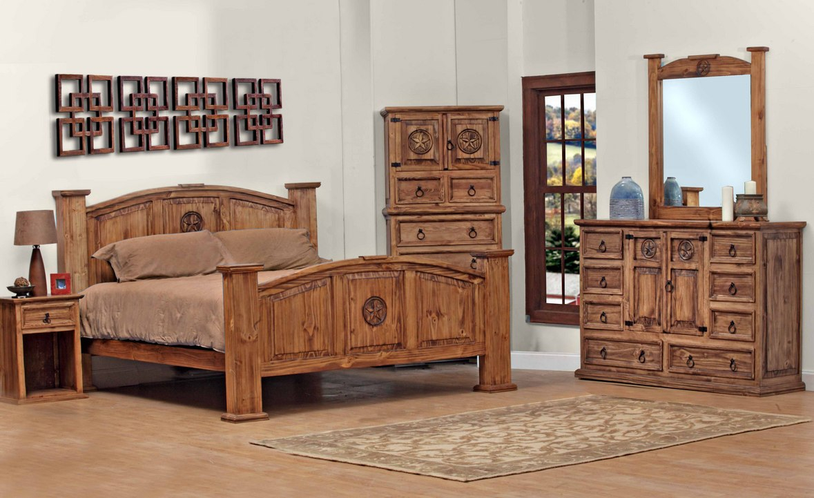 Details About Queen Size Lone Star Bedroom Set Real Wood Custom Stain 5 Pieces inside proportions 1179 X 721