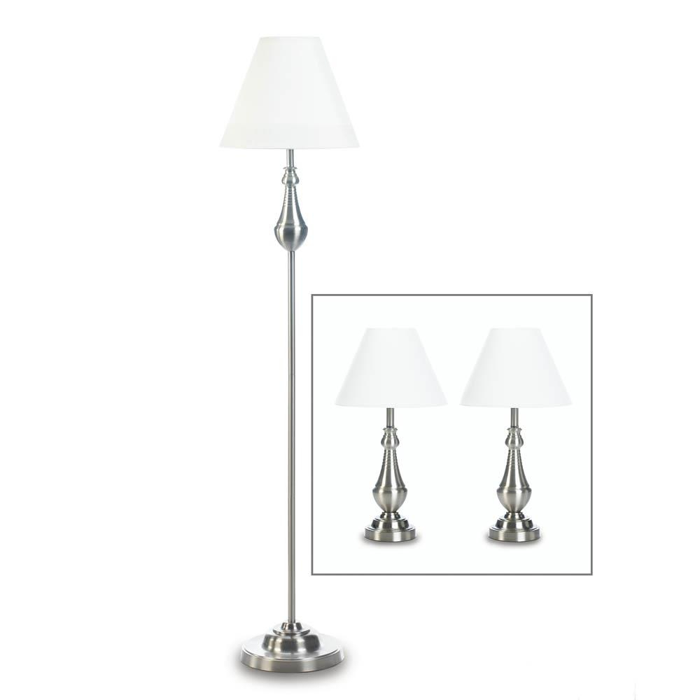 Details About Table Lamp Set Living Room Table Lamps Set Of 3 Metal Bright Silver regarding proportions 1000 X 1000