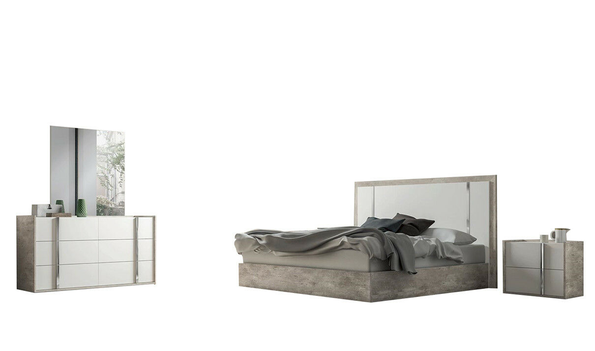 Details About Treviso Modern King Bedroom Set In White Grey Stone 5 Piece regarding dimensions 1210 X 714