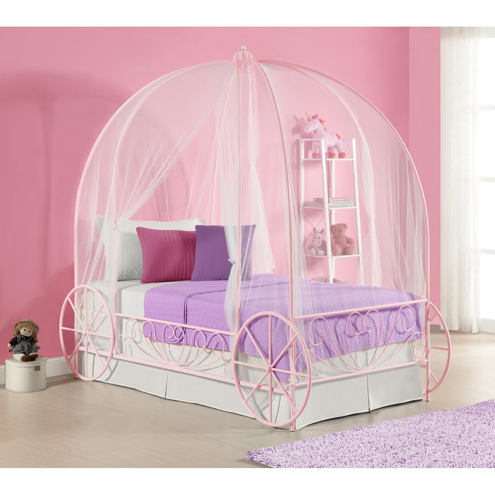 Details About Twin Princess Carriage Bed In Pink Metal Girls Canopy Bedroom Furniture New with regard to proportions 1600 X 1600