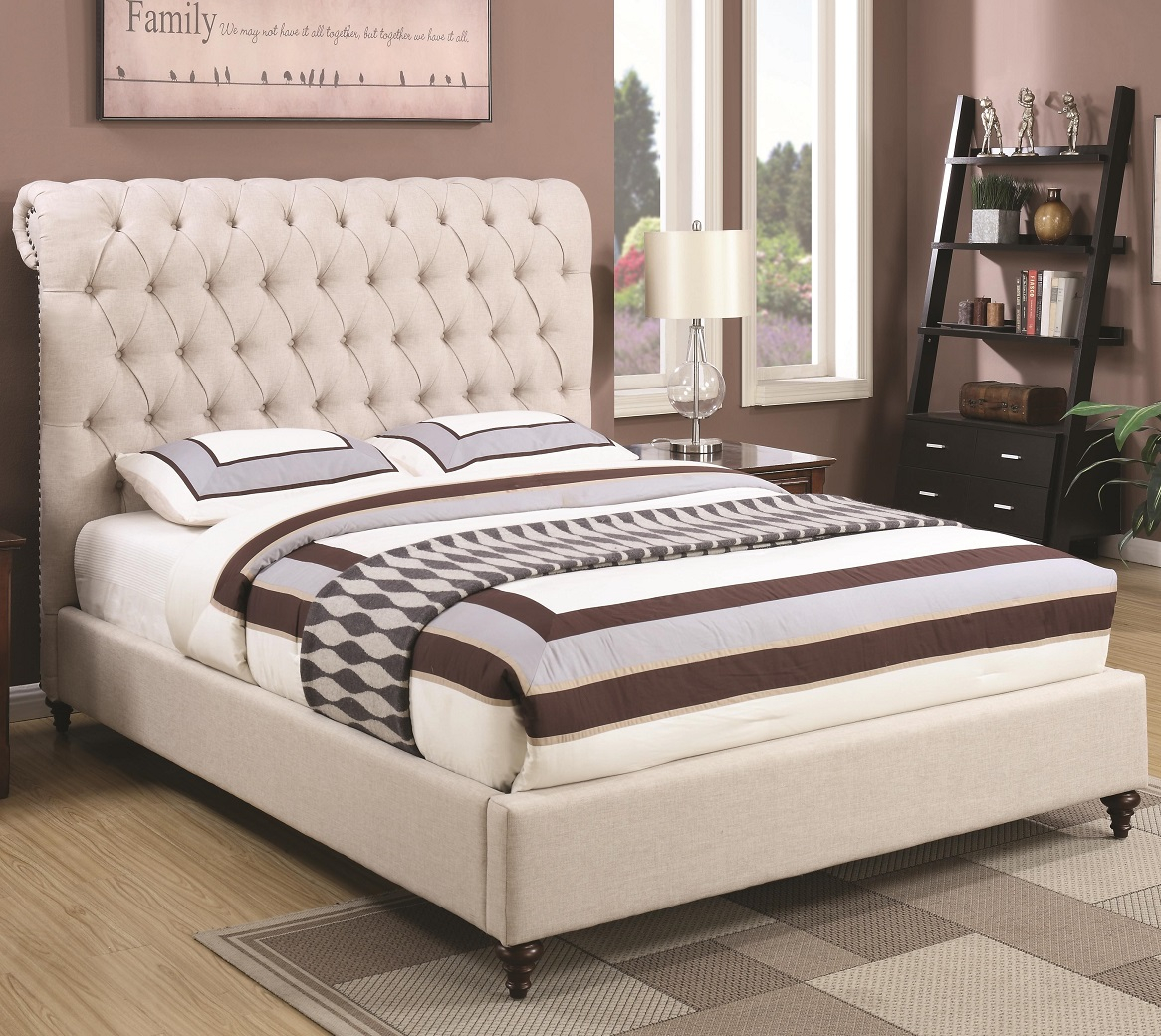 Devon Beige Upholstered Bed throughout proportions 1166 X 1040