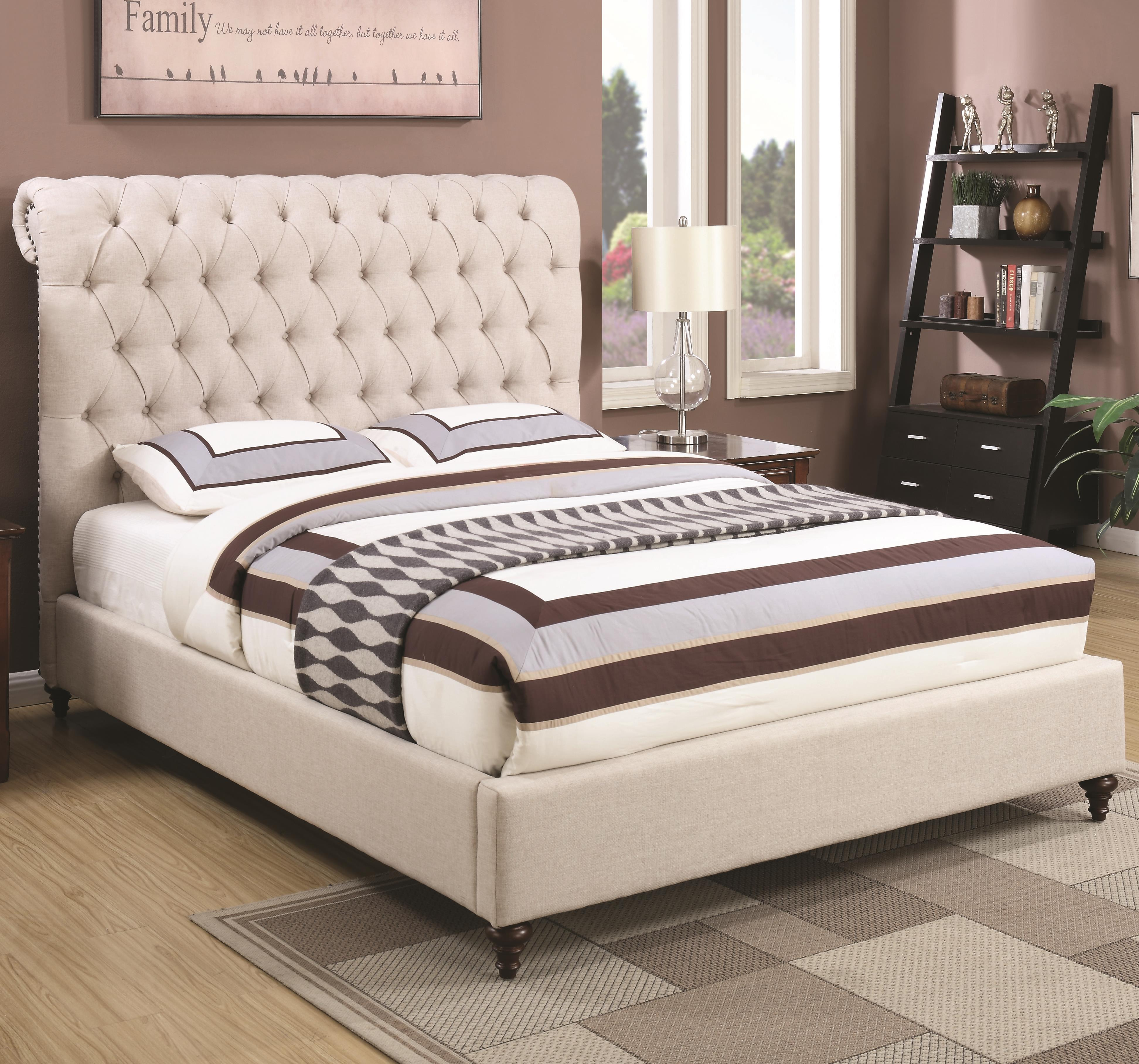 Devon Queen Upholstered Bed In Beige Fabric Coaster At Value City Furniture throughout size 3887 X 3632