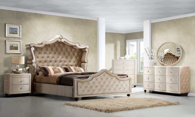 Diamond Canopy Golden Beige Velvet Tufted 5 Piece Bedroom Set with regard to sizing 3500 X 3500