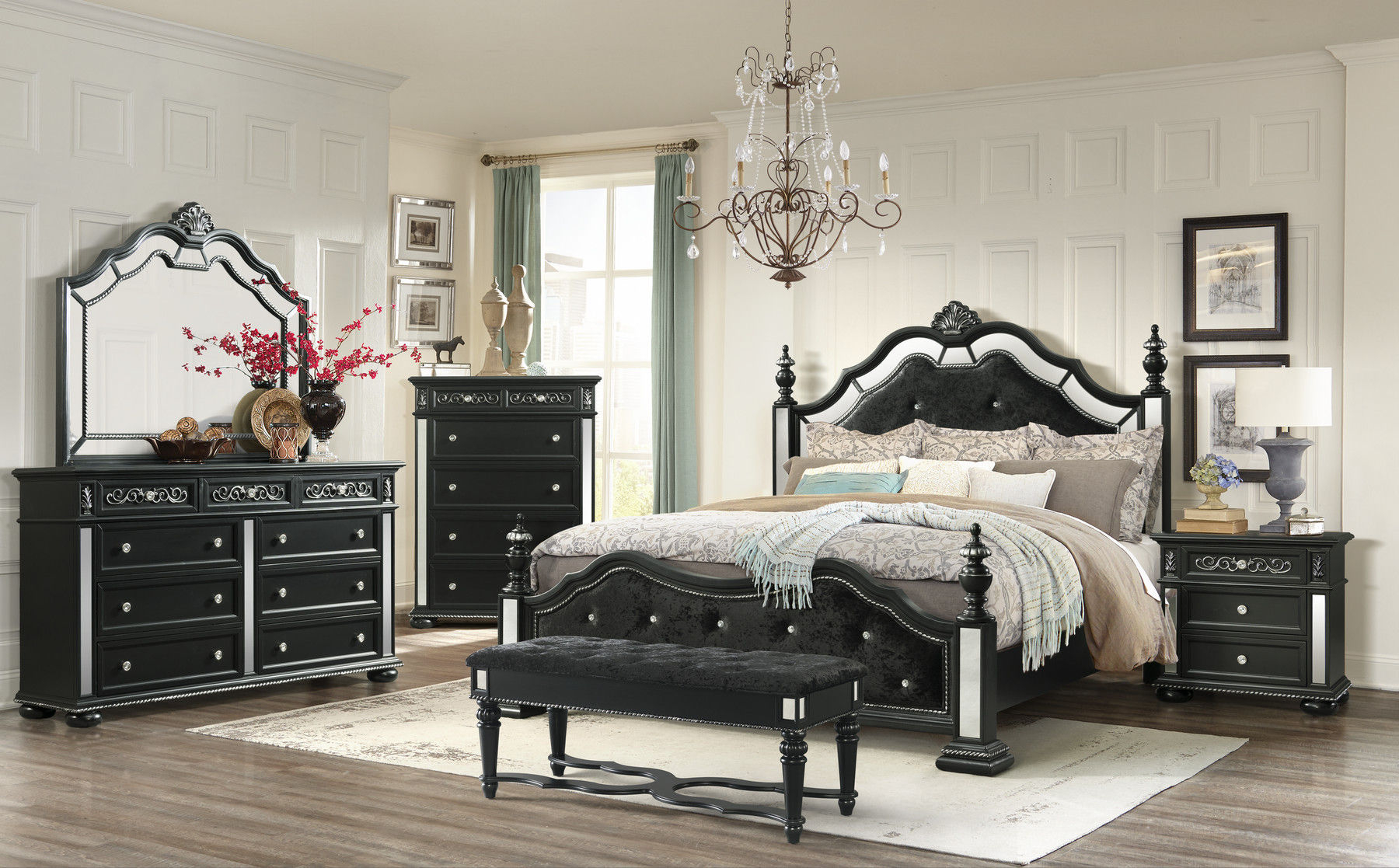Diana Black Queen Size Bed intended for measurements 1800 X 1117