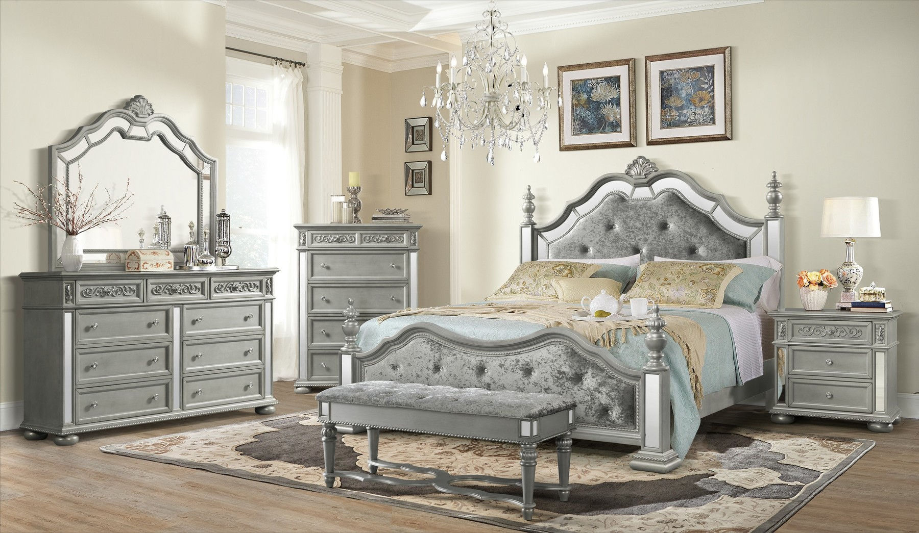 Diana Silver Queen Set Queen Size B2nsdrmr intended for sizing 1800 X 1045