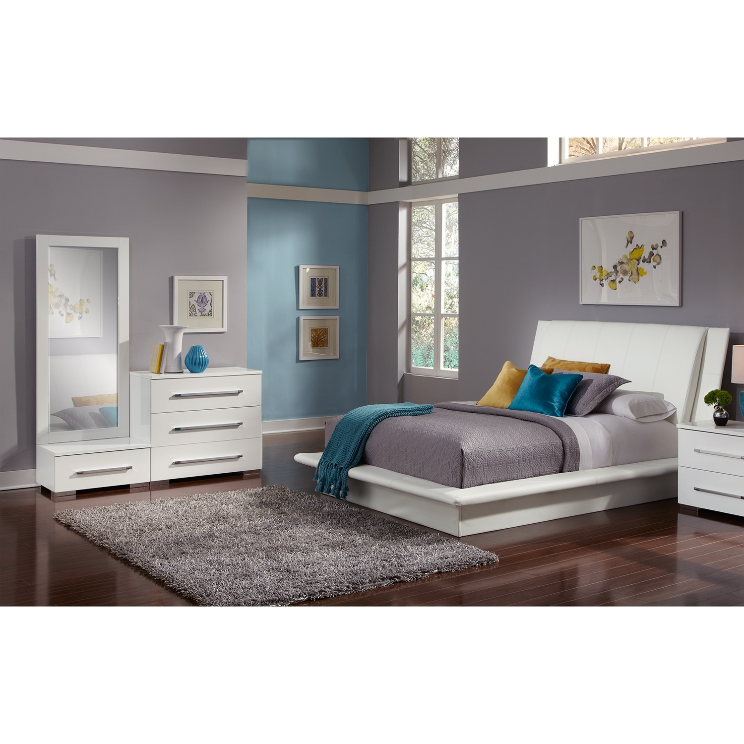 Dimora 5 Piece King Upholstered Bedroom Set White for measurements 1500 X 1500