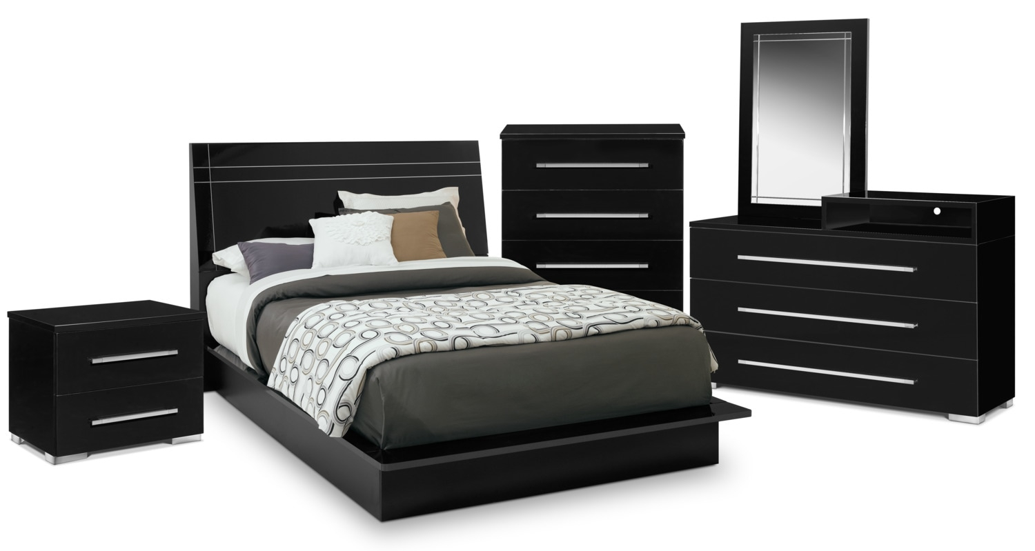 Dimora 7 Piece King Panel Bedroom With Media Dresser Black pertaining to dimensions 1500 X 799