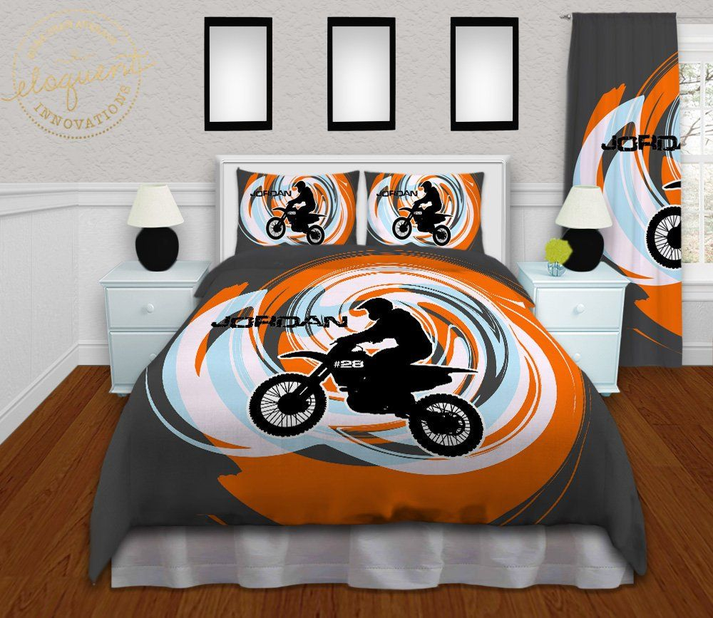 Dirt Bike Comforter Set Personalized Kids Motocross intended for size 1000 X 867