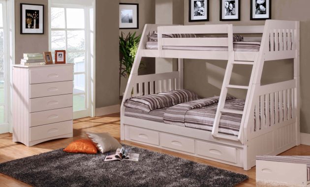 Discovery World Furniture White Twin Over Full Bunk Bed With 5 Drawer Chest regarding size 3798 X 2220
