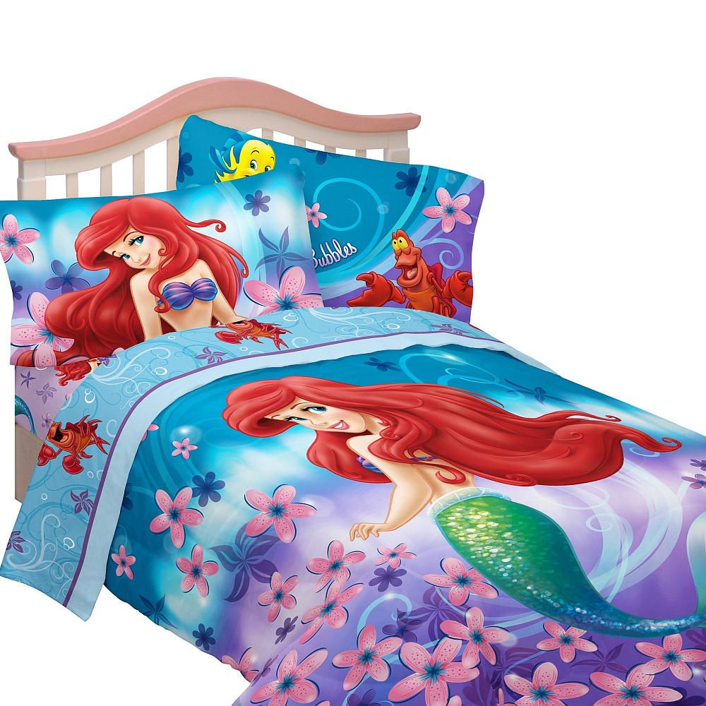 Disneys Little Mermaid Cascading Flowers Full Comforter Set intended for dimensions 1000 X 1000