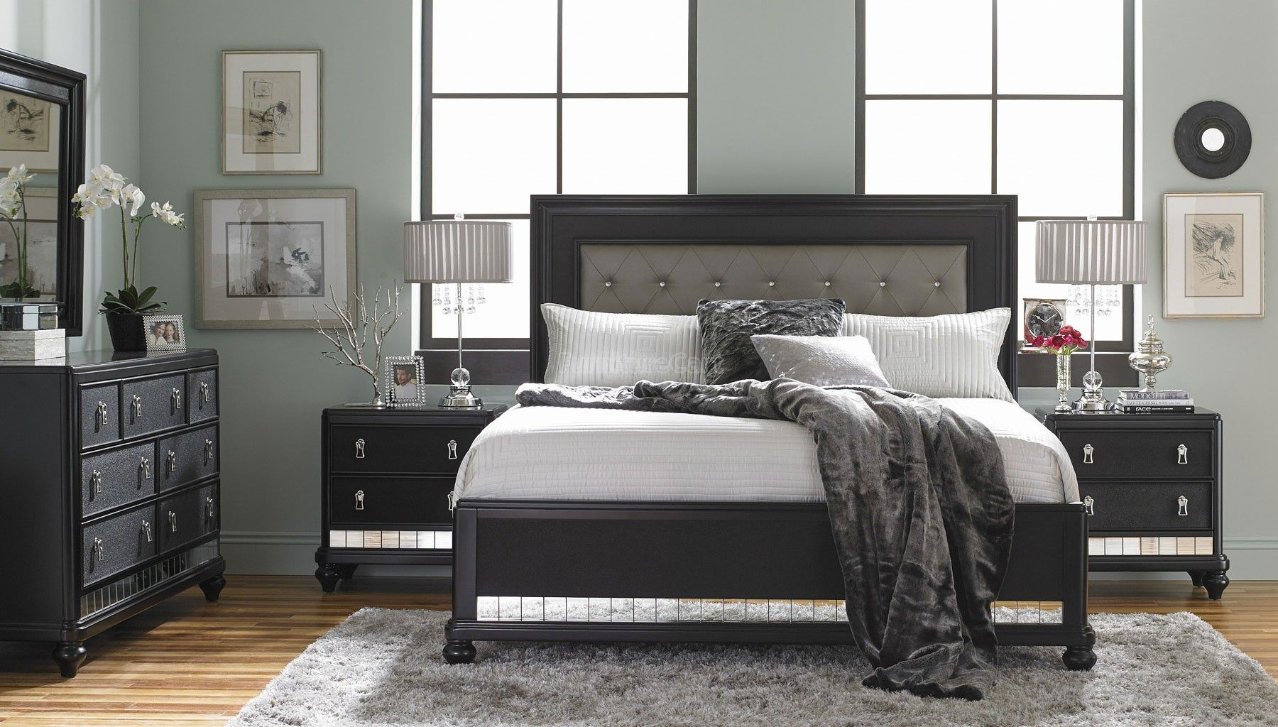 Diva Midnight Panel Bedroom Set In 2019 Bedroom pertaining to measurements 1800 X 1024