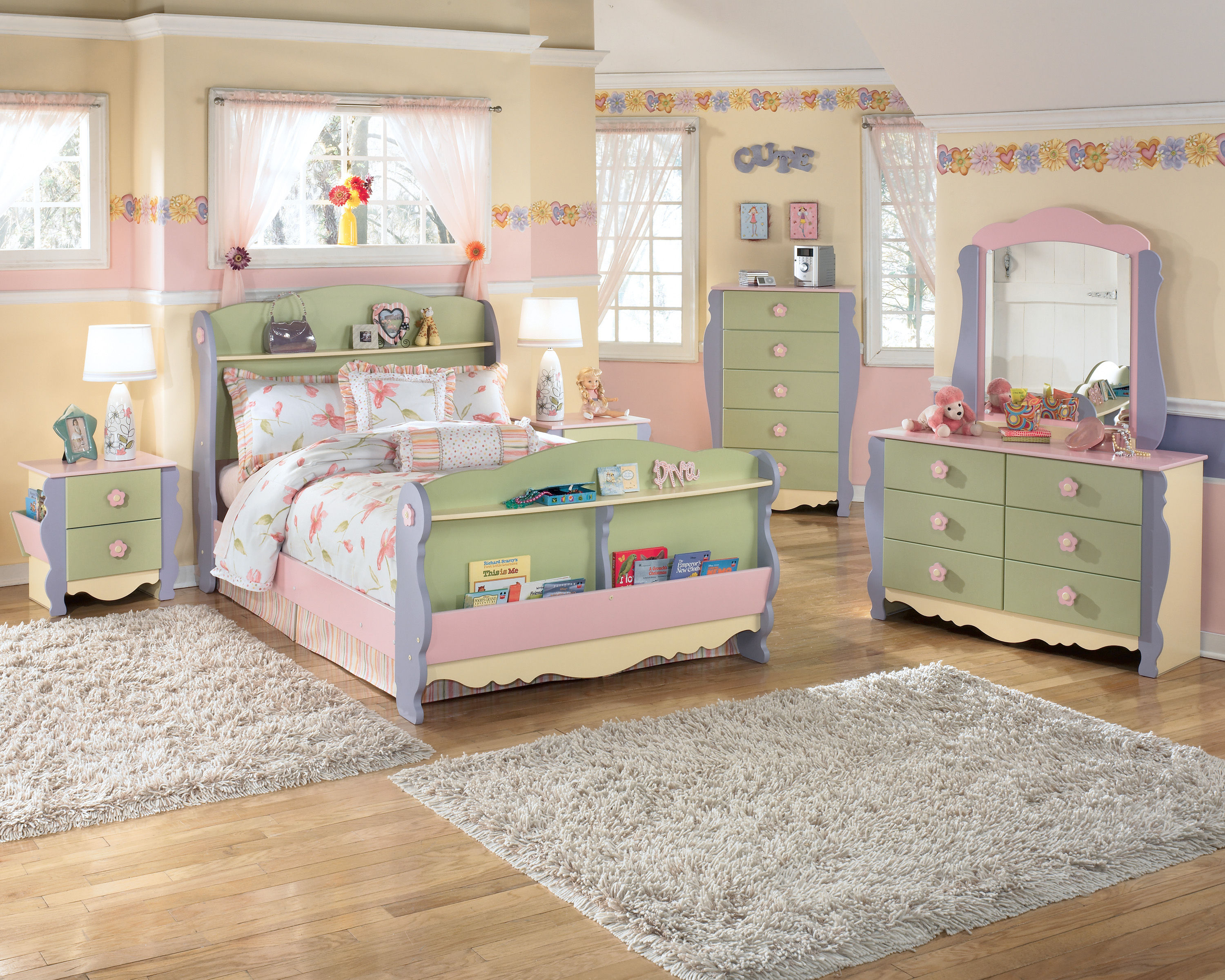 Doll House 4pc Kids Bedroom Set Wtwin Bed pertaining to proportions 3000 X 2400