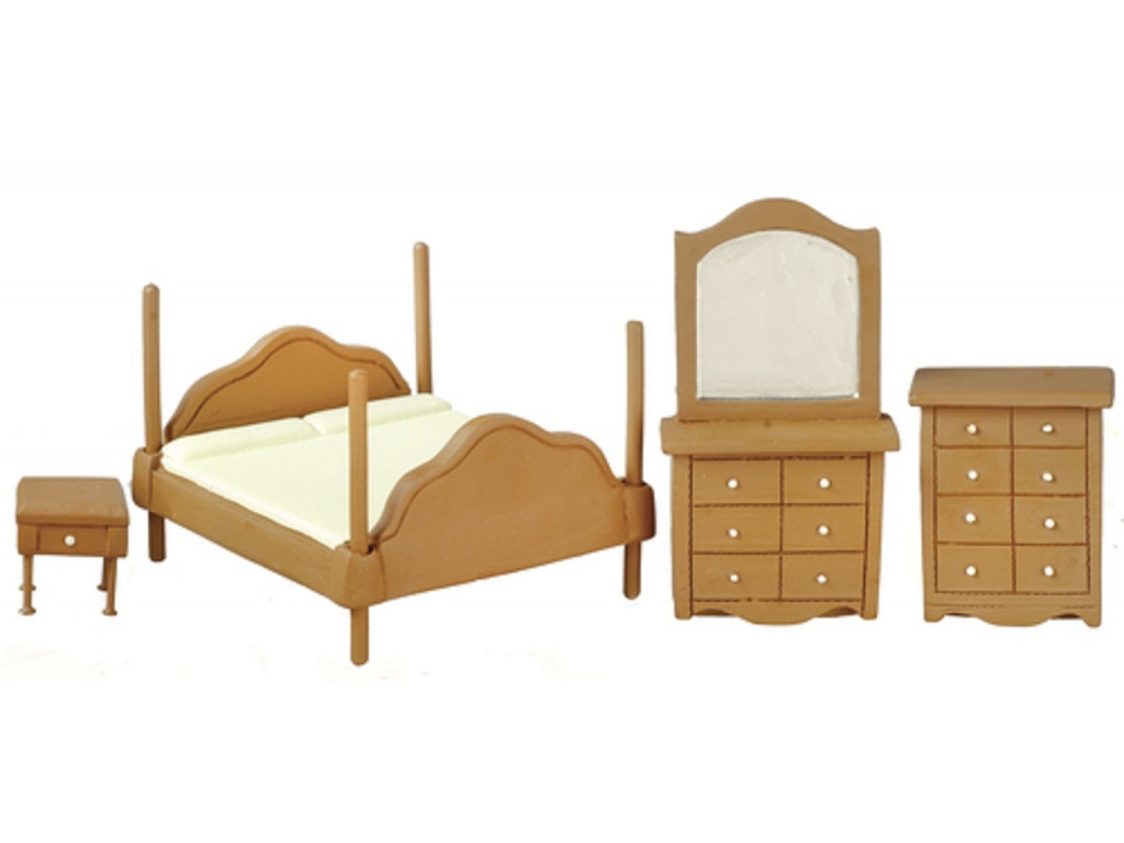 Dolls House Walnut Bedroom Furniture Set Suite 124 Half Inch Scale with regard to dimensions 1600 X 1200