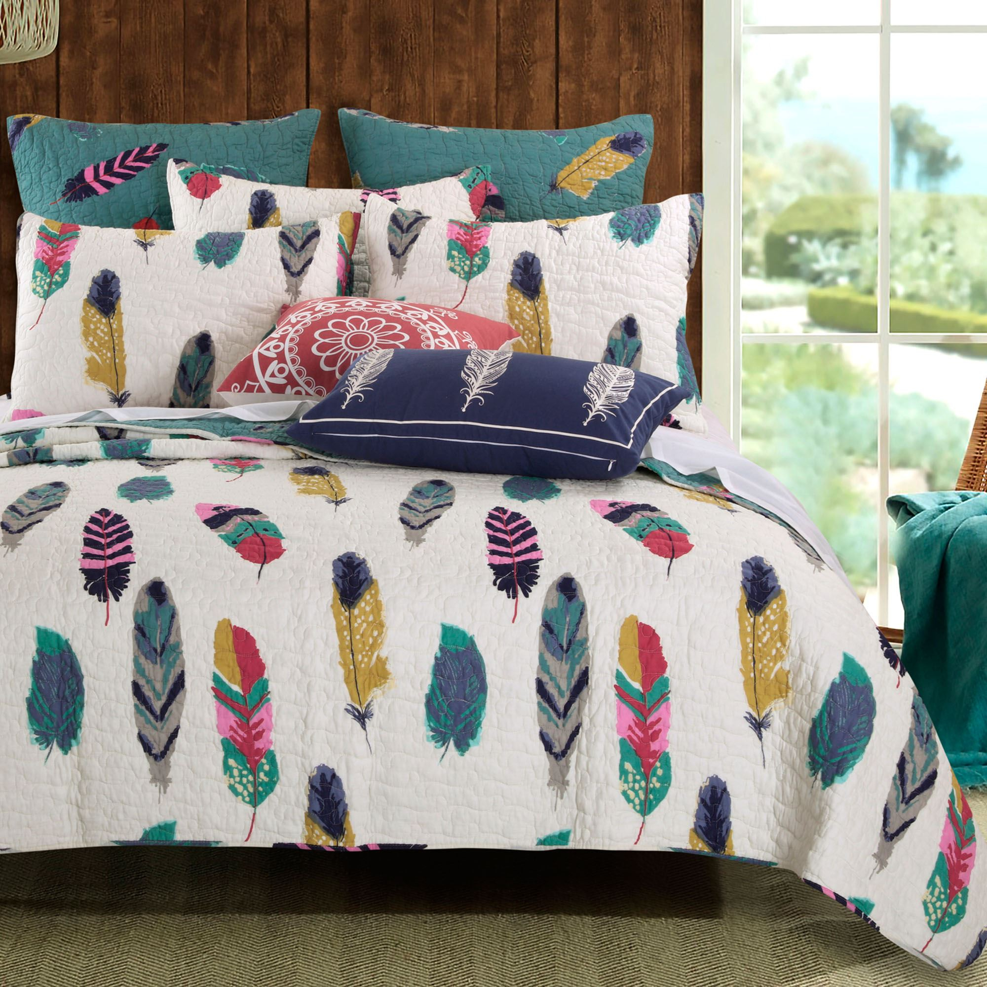 Dream Catcher Feather Print 4 5 Pc Quilt Bed Set inside measurements 2000 X 2000