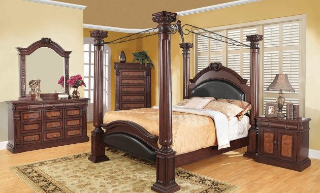 Duchess Cappuccino 5 Piece Poster Bedroom Set With 2 Nightstands intended for sizing 1992 X 1992