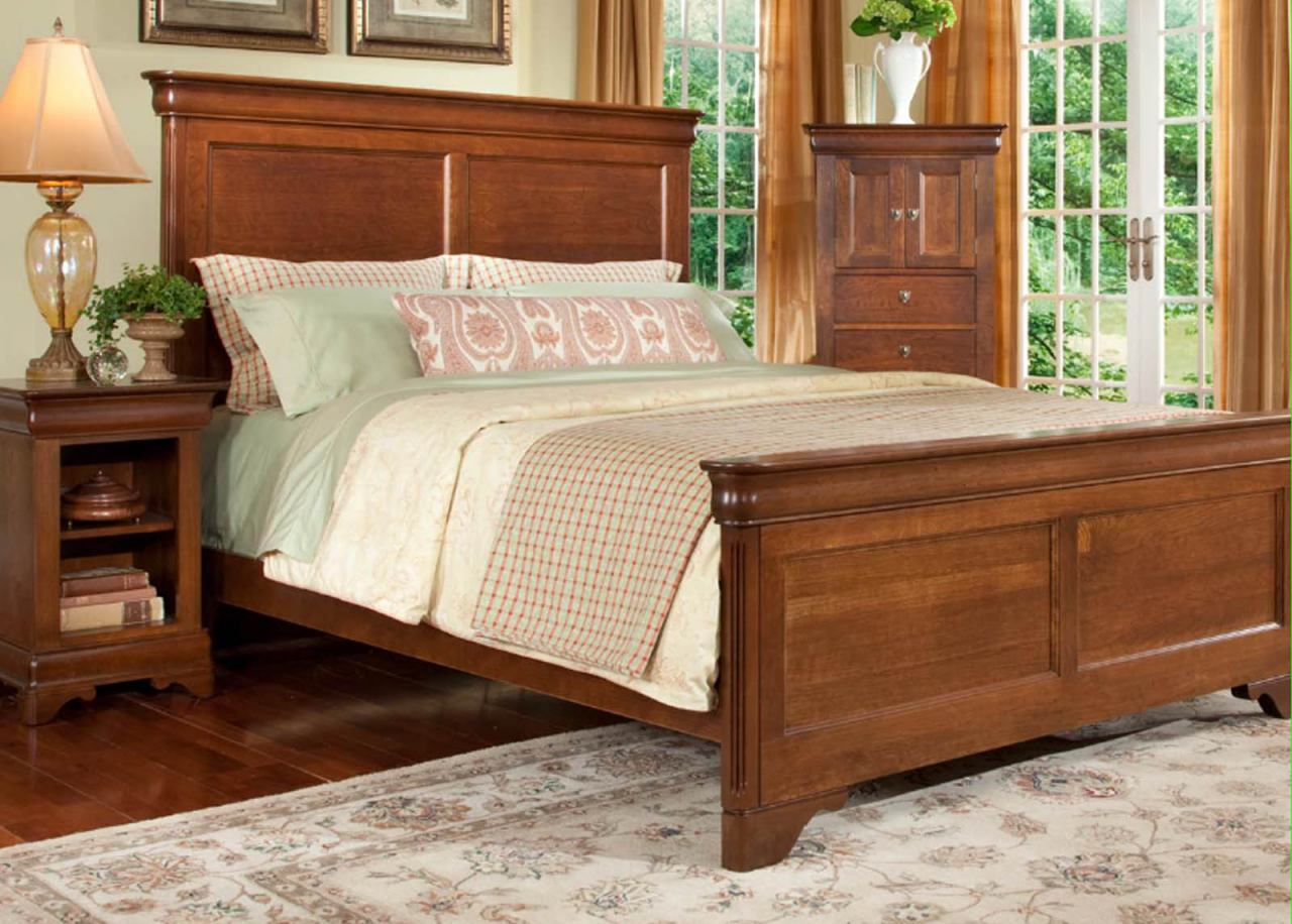 Durham Furniture Chateau Fontaine 4 Piece Panel Bedroom Set In Candlelight Cherry with regard to measurements 1280 X 916