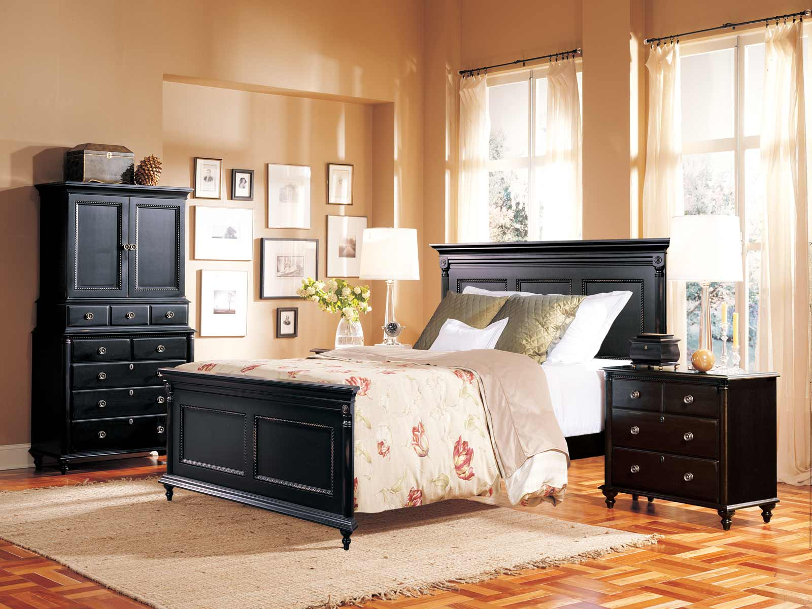 Durham Furniture Savile Row 4 Piece Panel Bedroom Set In Antique Black for size 1600 X 1200