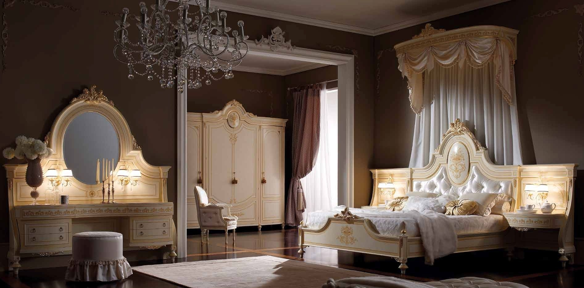 Elegant Master Bedroom With Drapery Crown for dimensions 1893 X 932