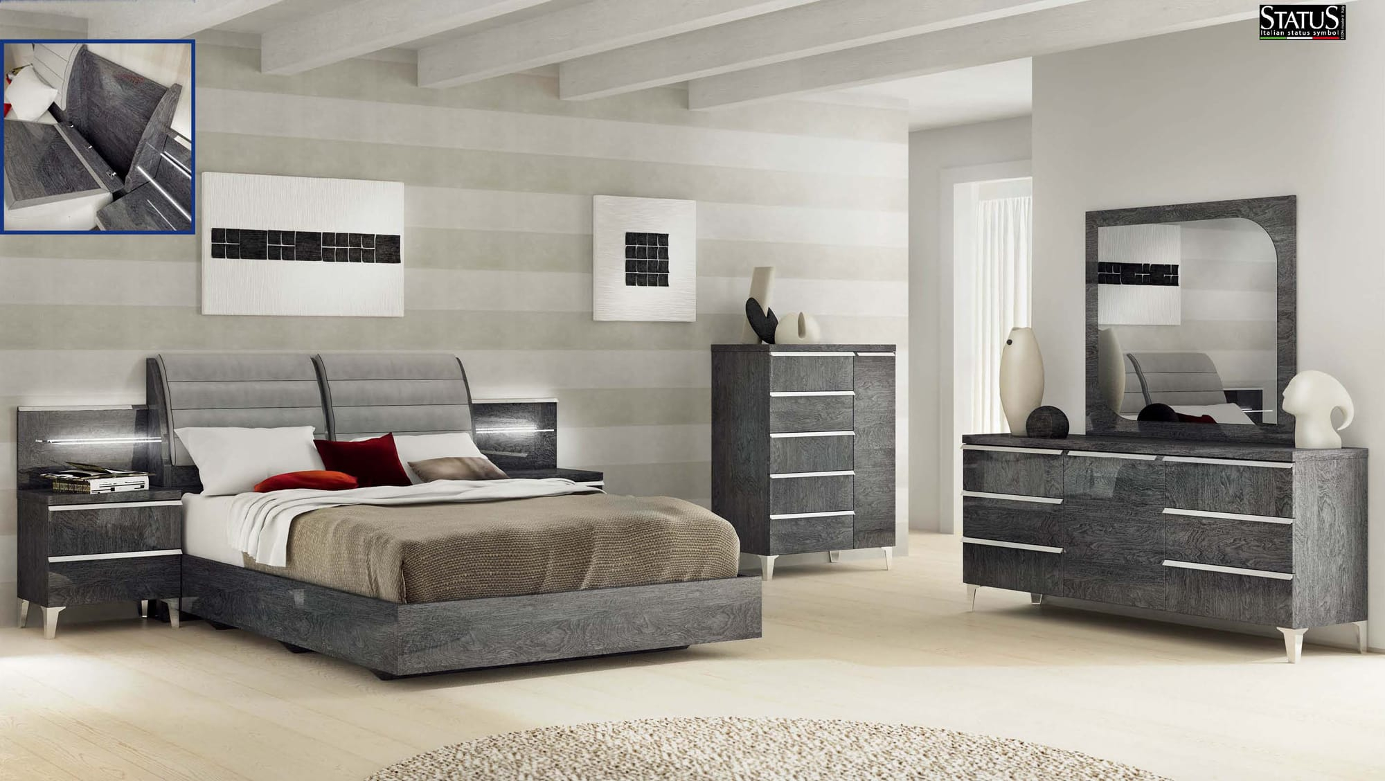 Elite Grey Birch Bedroom Set Esf intended for dimensions 2000 X 1128