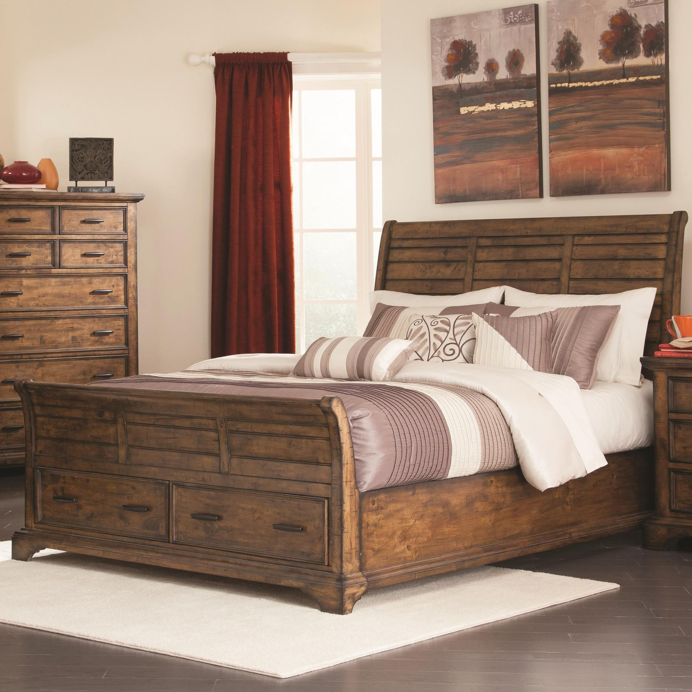 Elk Grove Vintage Bourbon Storage Sleigh Bedroom Set regarding dimensions 2200 X 2200