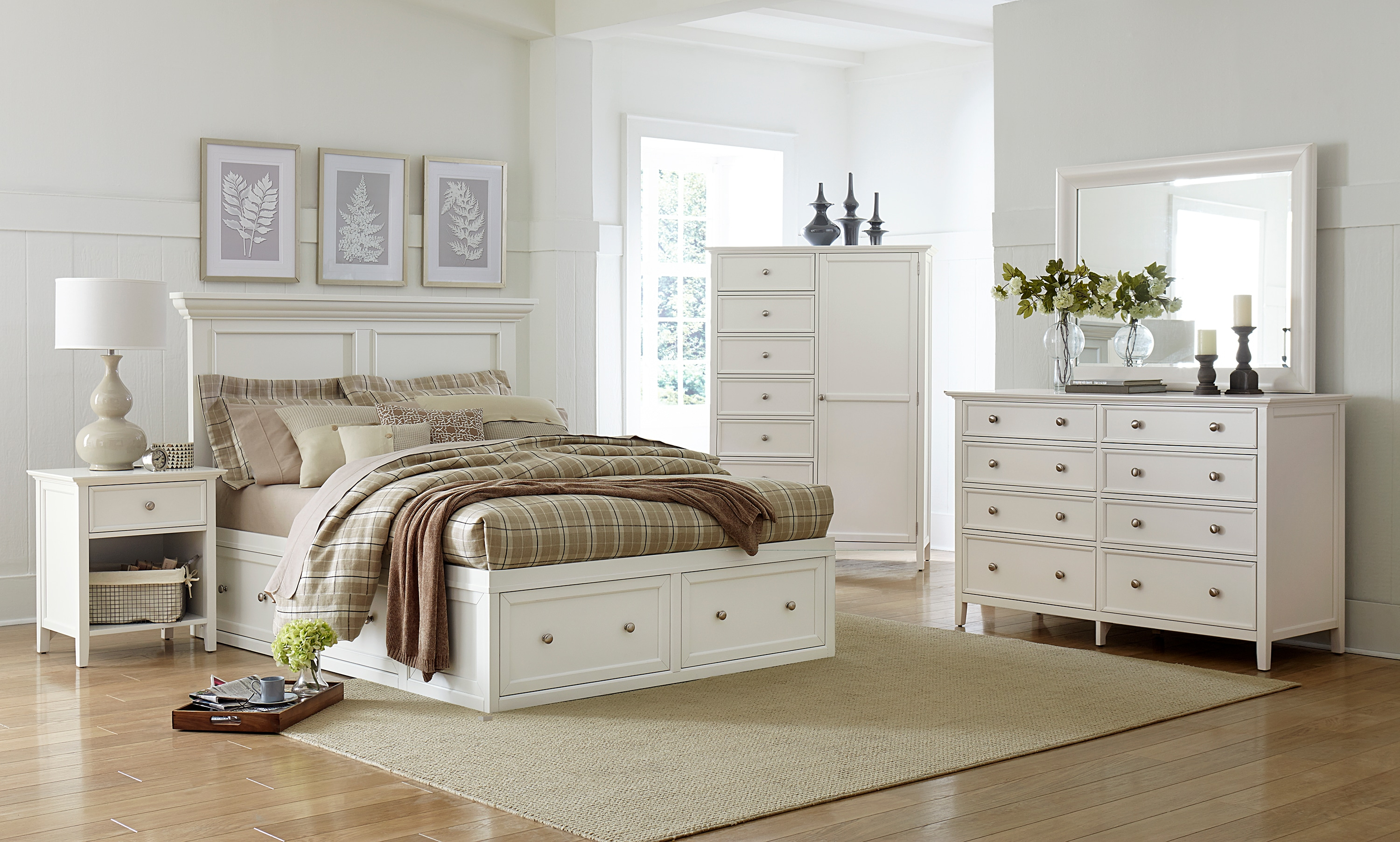 Ellsworth 4 Piece King Storage Bedroom Set White intended for size 3000 X 1806