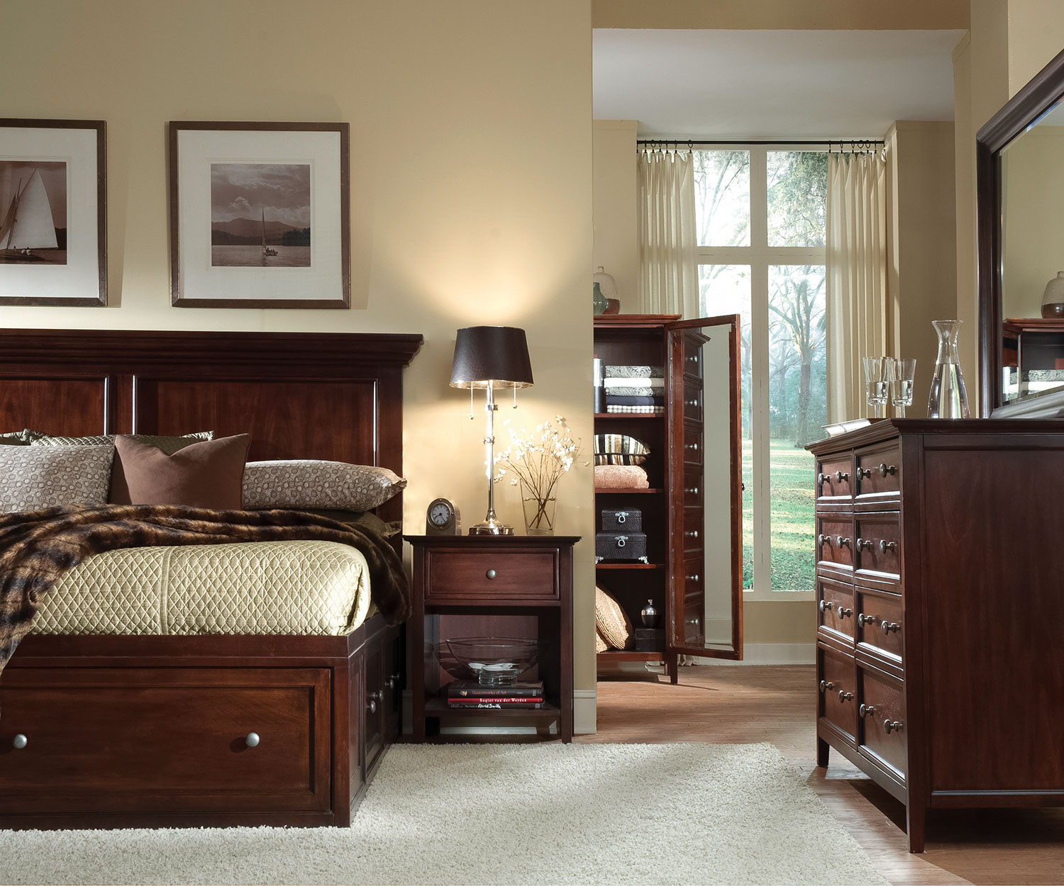 Ellsworth 4 Piece Queen Storage Bedroom Set Cherry pertaining to sizing 1500 X 1250