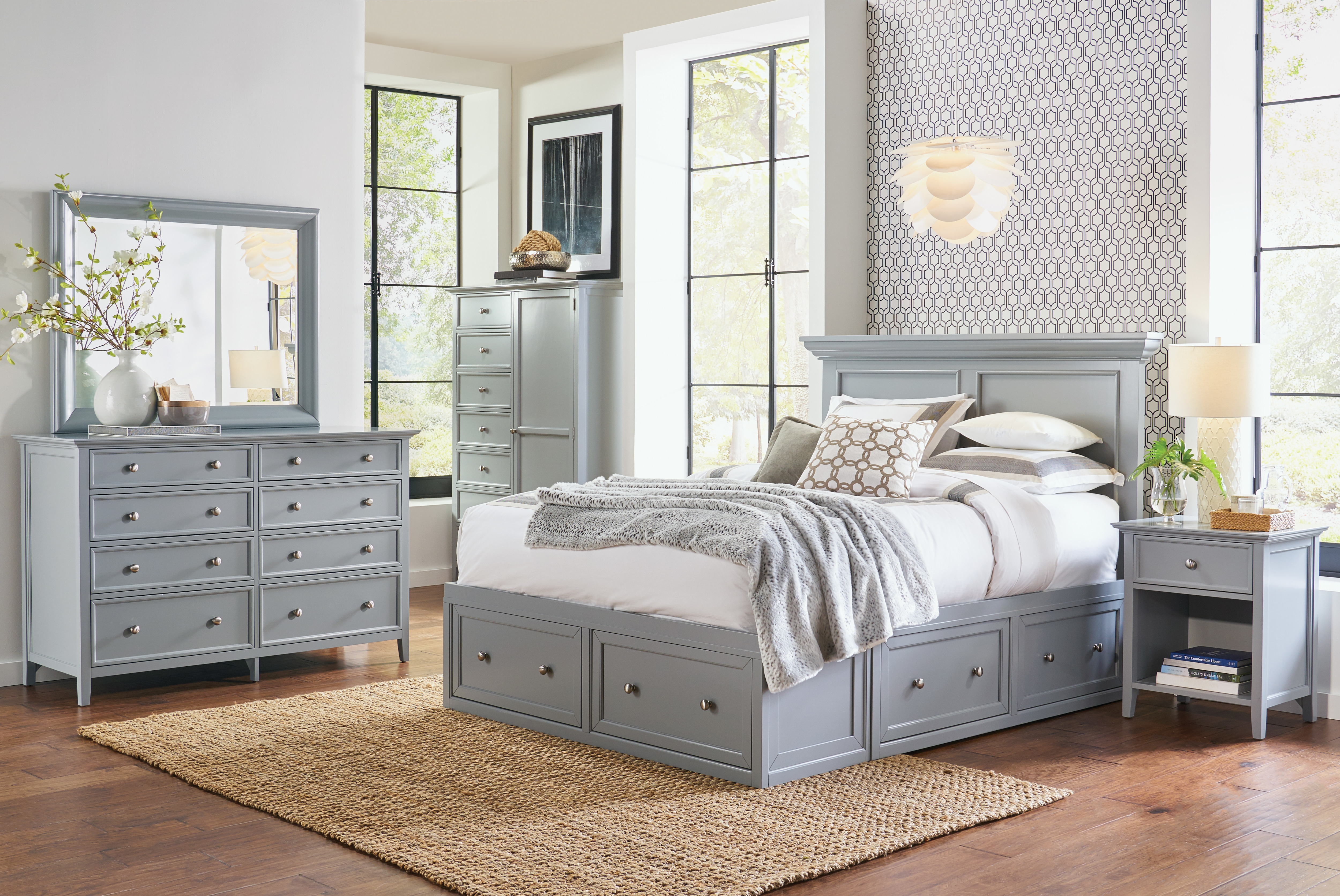 Ellsworth Grey 4pc King Storage Bedroom Set throughout proportions 5000 X 3344