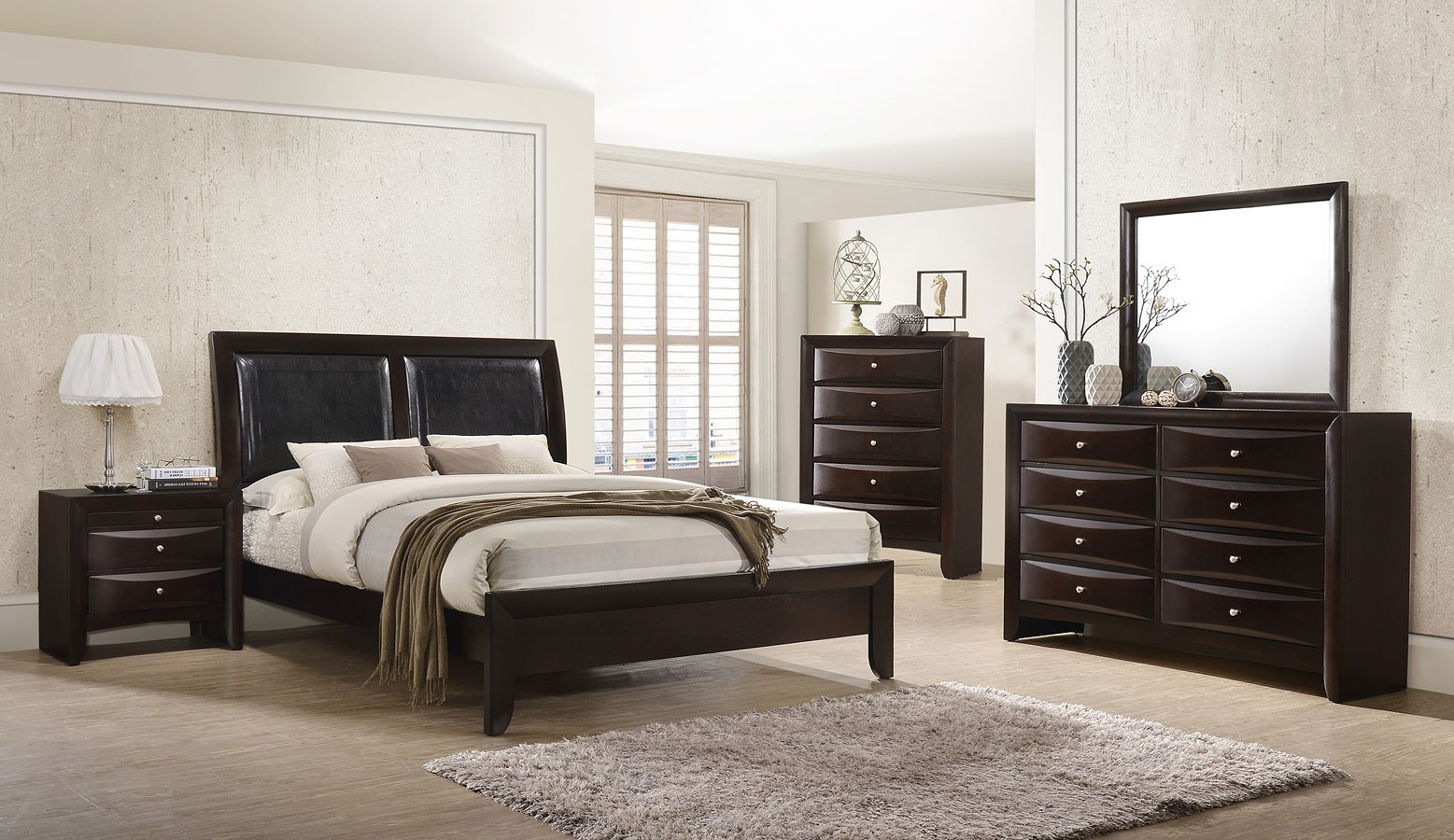 Emily Panel Bedroom Set Dark Cherry intended for proportions 1557 X 900