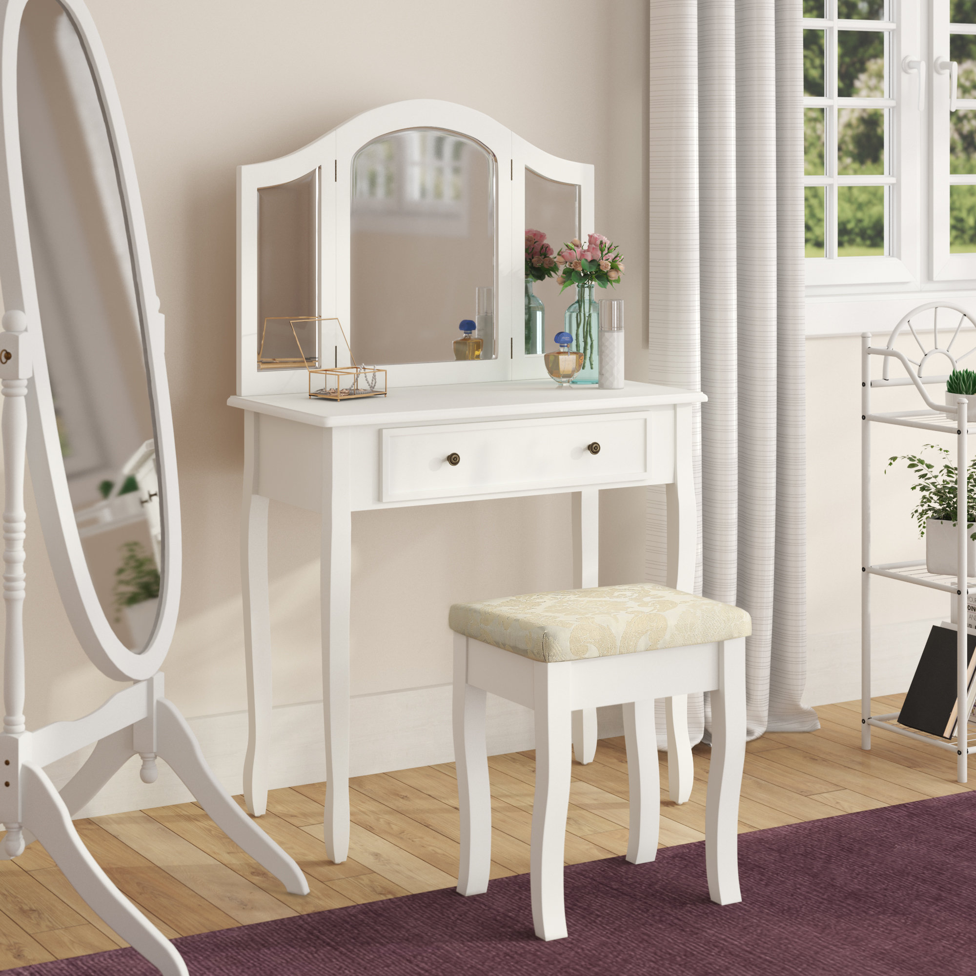 Emmalyn Wooden Vanity Set With Mirror pertaining to sizing 2000 X 2000
