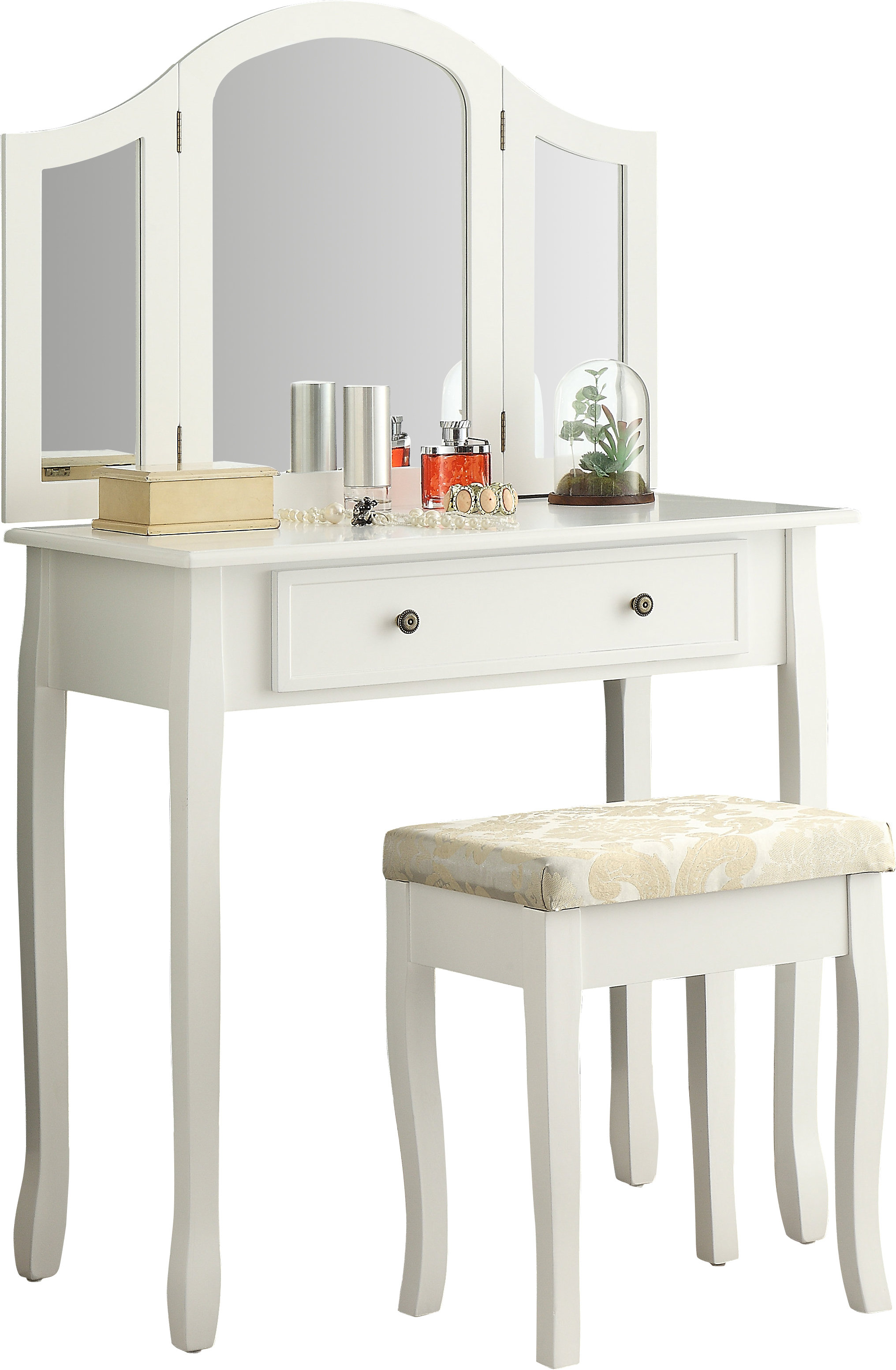 Emmalyn Wooden Vanity Set With Mirror throughout size 2032 X 3106