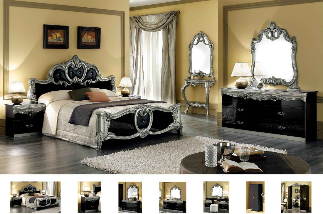 Esf Barocco Bedroom Set In Blacksilver within size 1100 X 729