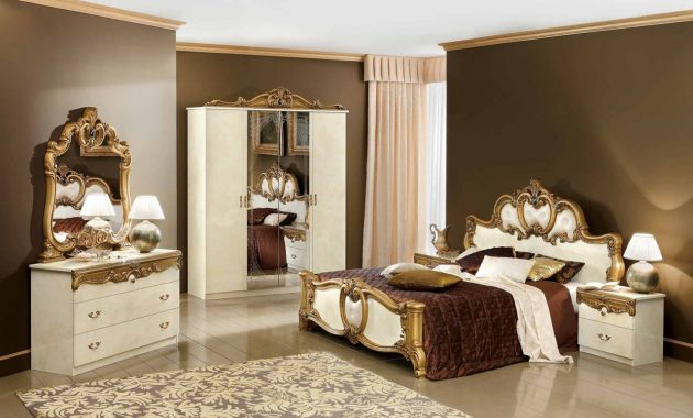 Esf Furniture Barocco 4 Piece Panel Bedroom Set In Ivory W Gold regarding size 1280 X 797