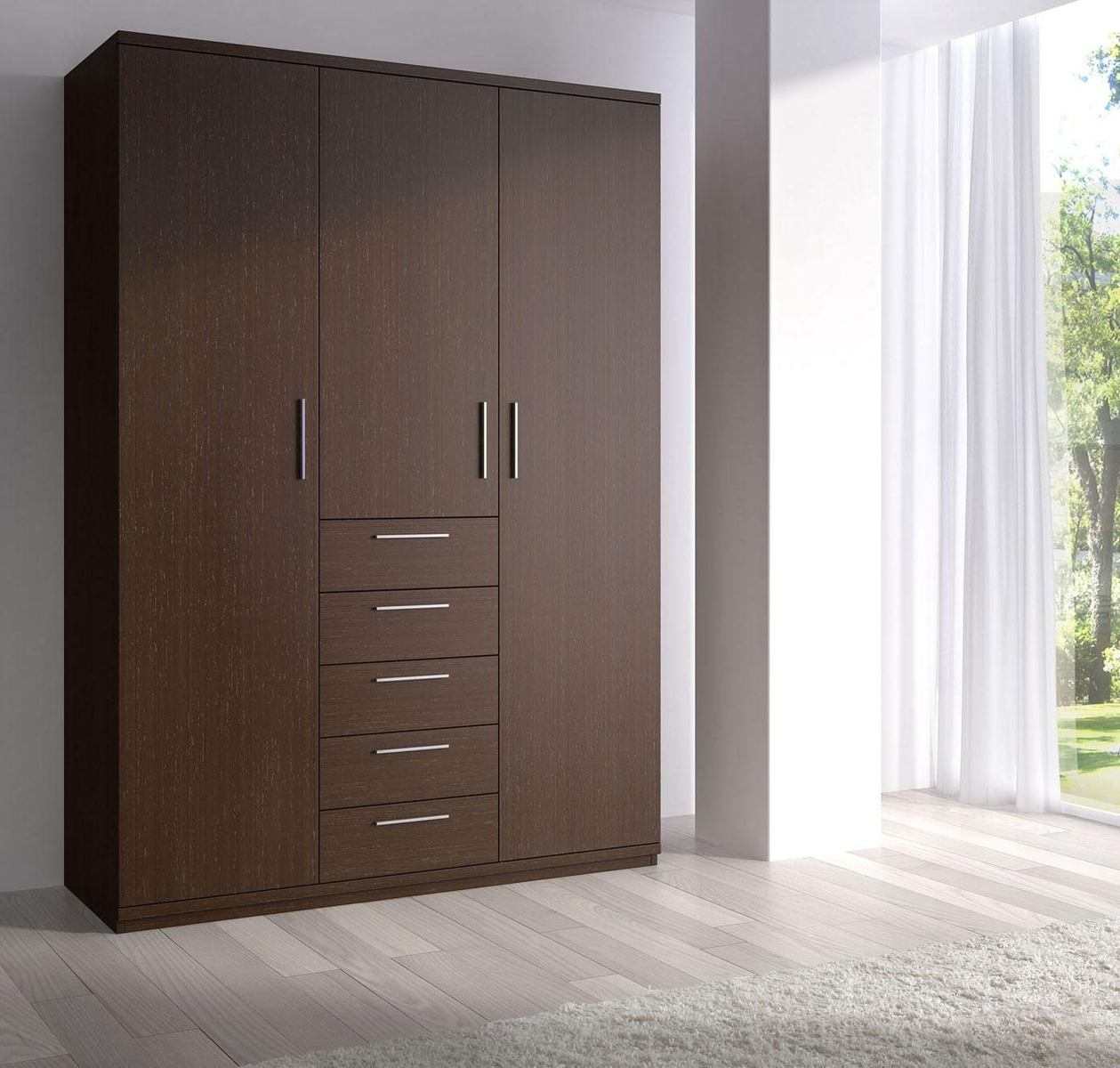 Esf Furniture Maya 3 Door Wardrobe In Dark Wenge regarding size 1259 X 1200