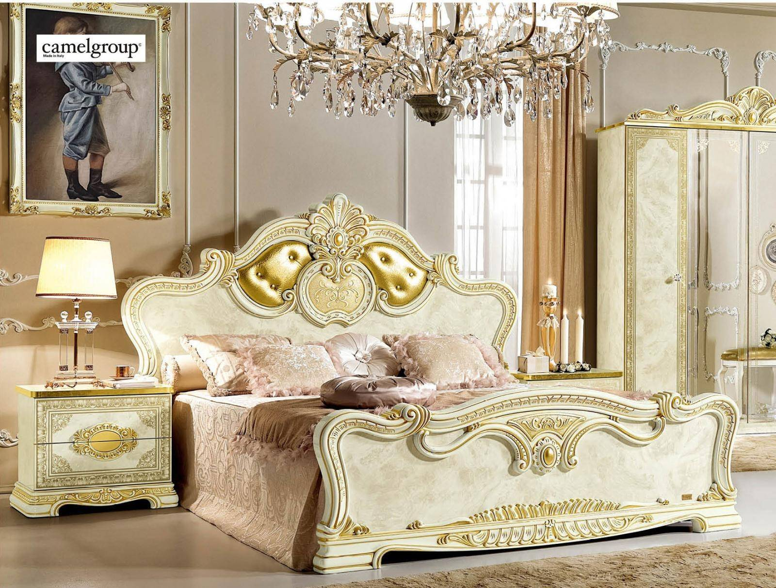 Esf Leonardo Luxury Gold Ivory Queen Bedroom Set 5 Classic Royalty pertaining to sizing 1600 X 1212