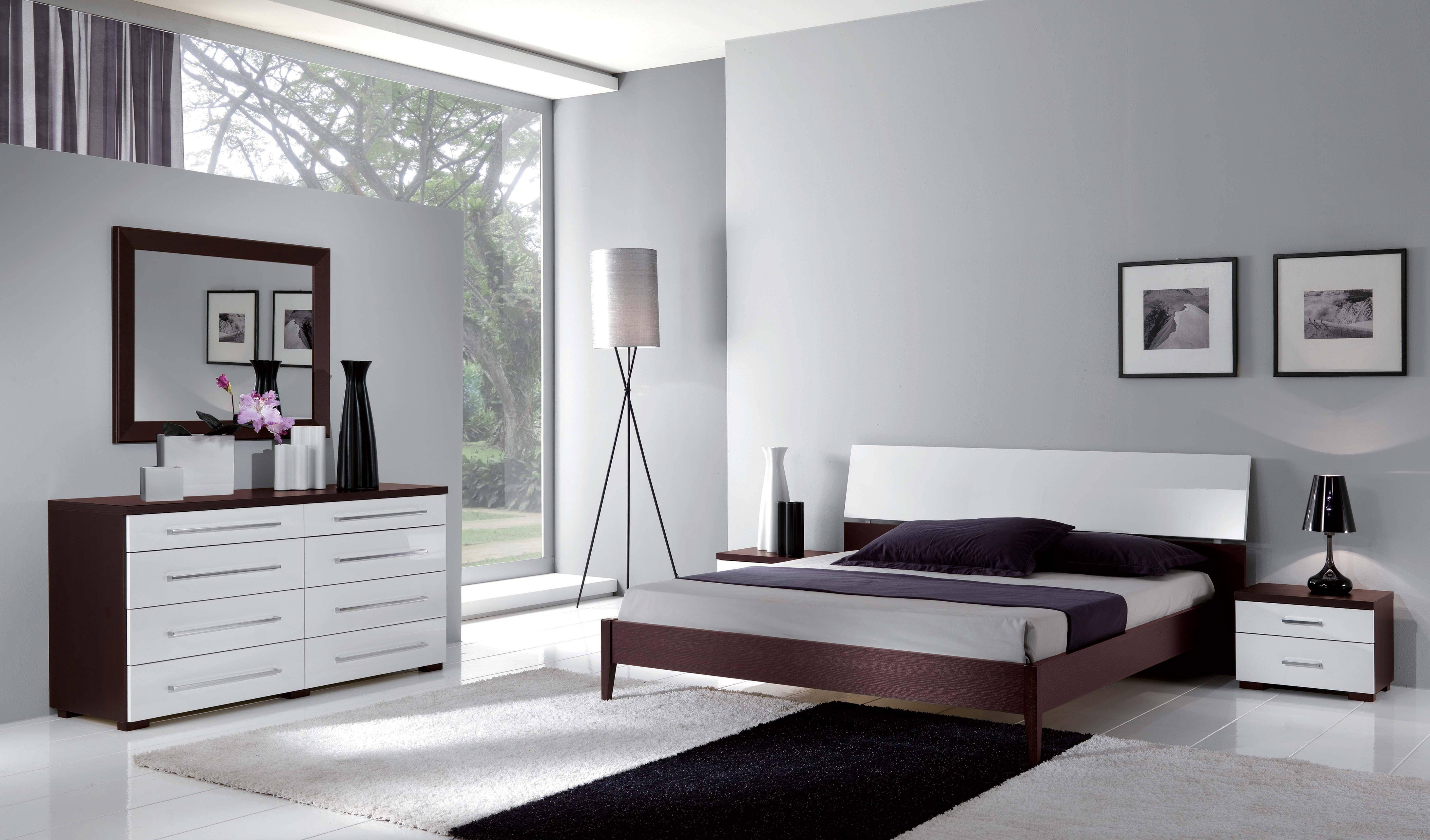 Esf Luxury Contemporary Bedroom Set In White Wenge Queen Bed 3pcs with sizing 5646 X 3318