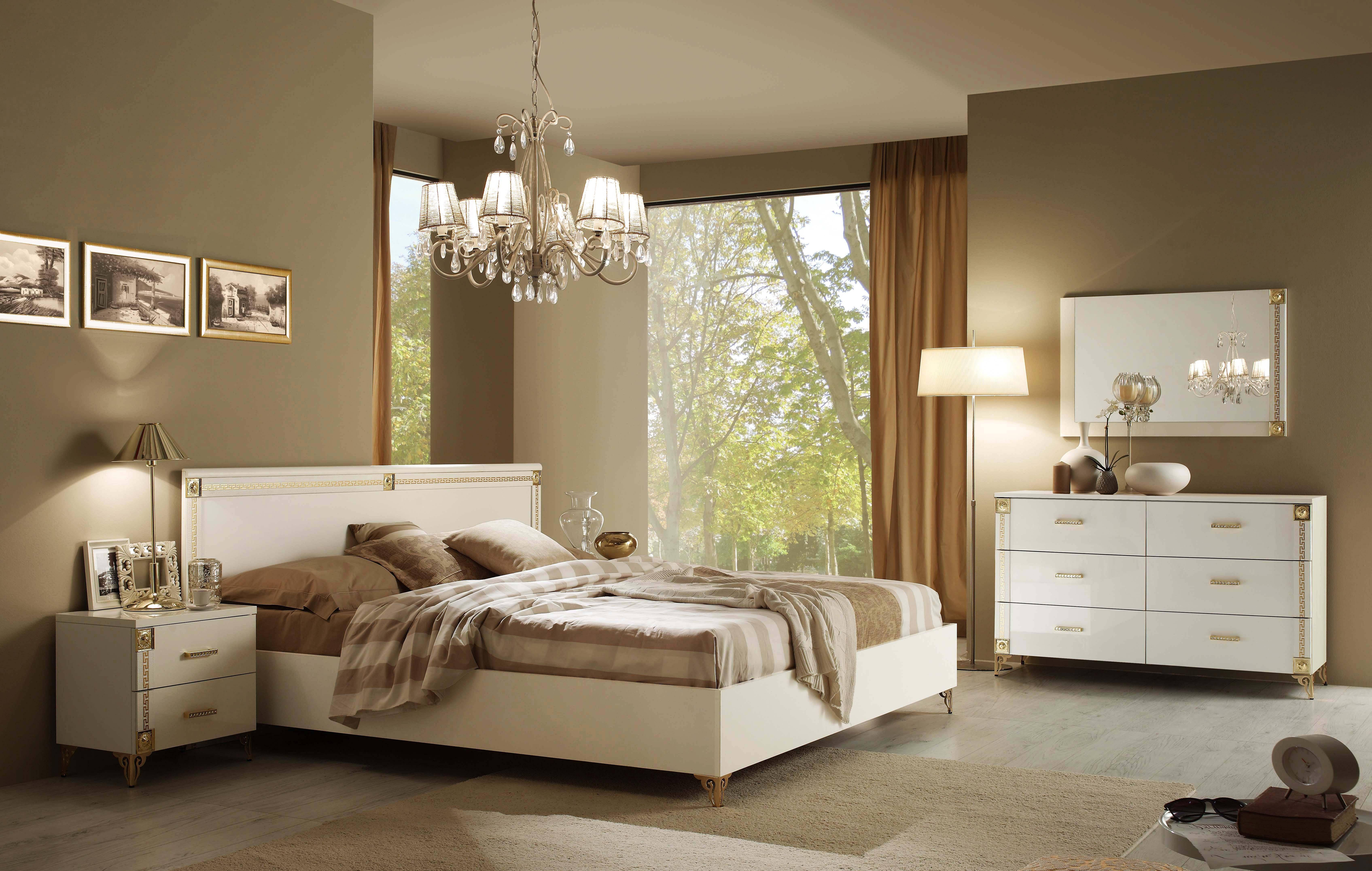 Esf Venice Luxury White Gold Queen Bedroom Set 3pcs Contemporary Made In Italy inside dimensions 6782 X 4308