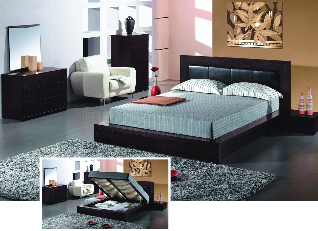 Espresso Finish Contemporary Bedroom Set With Storage Bed inside size 1280 X 933