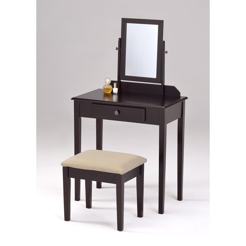 Espresso Finish Contemporary Bedroom Vanity Set And Stool for dimensions 1000 X 1000