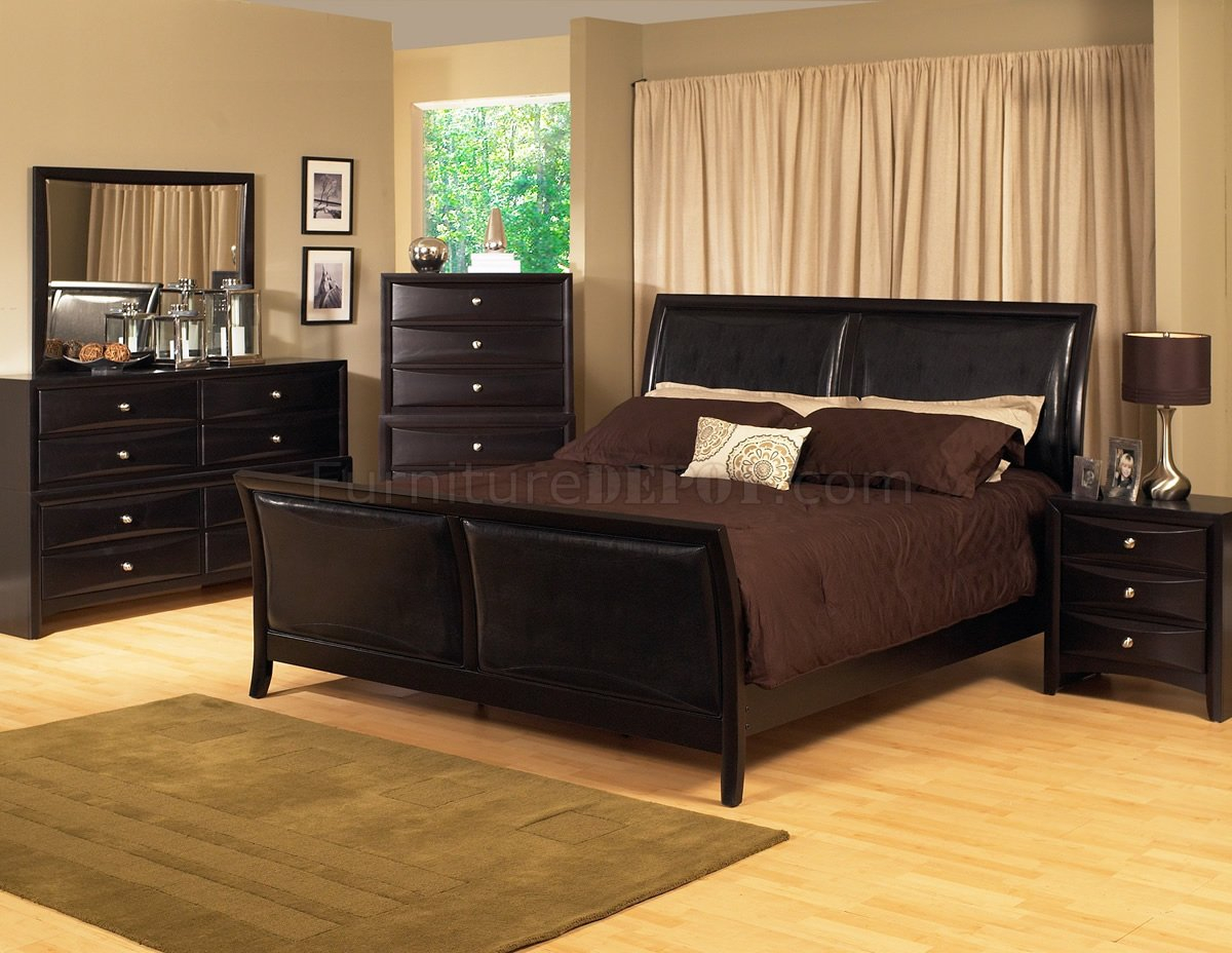 Espresso Finish Transitional Bedroom Set Wbicast Inserts pertaining to size 1200 X 928