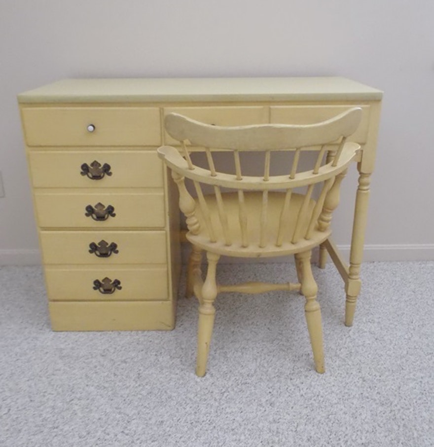 Ethan Allen Yellow Daffodil Heirloom Desk And Chair Ebth Crosley pertaining to dimensions 880 X 906