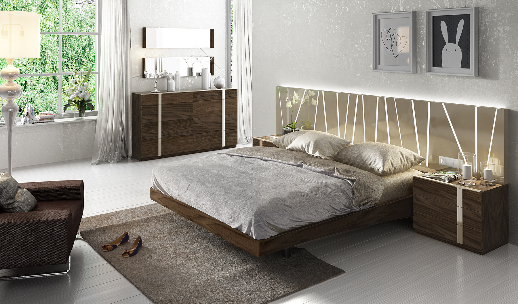 Exclusive Wood Luxury Bedroom Set Feat Light regarding proportions 1800 X 1056