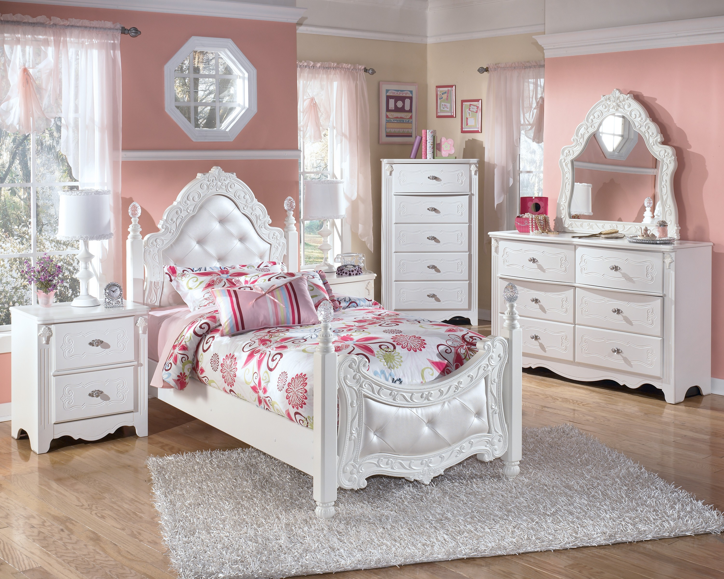 Exquisite B188 4 Pc Twin French Style Poster Bedroom Set intended for dimensions 3001 X 2400