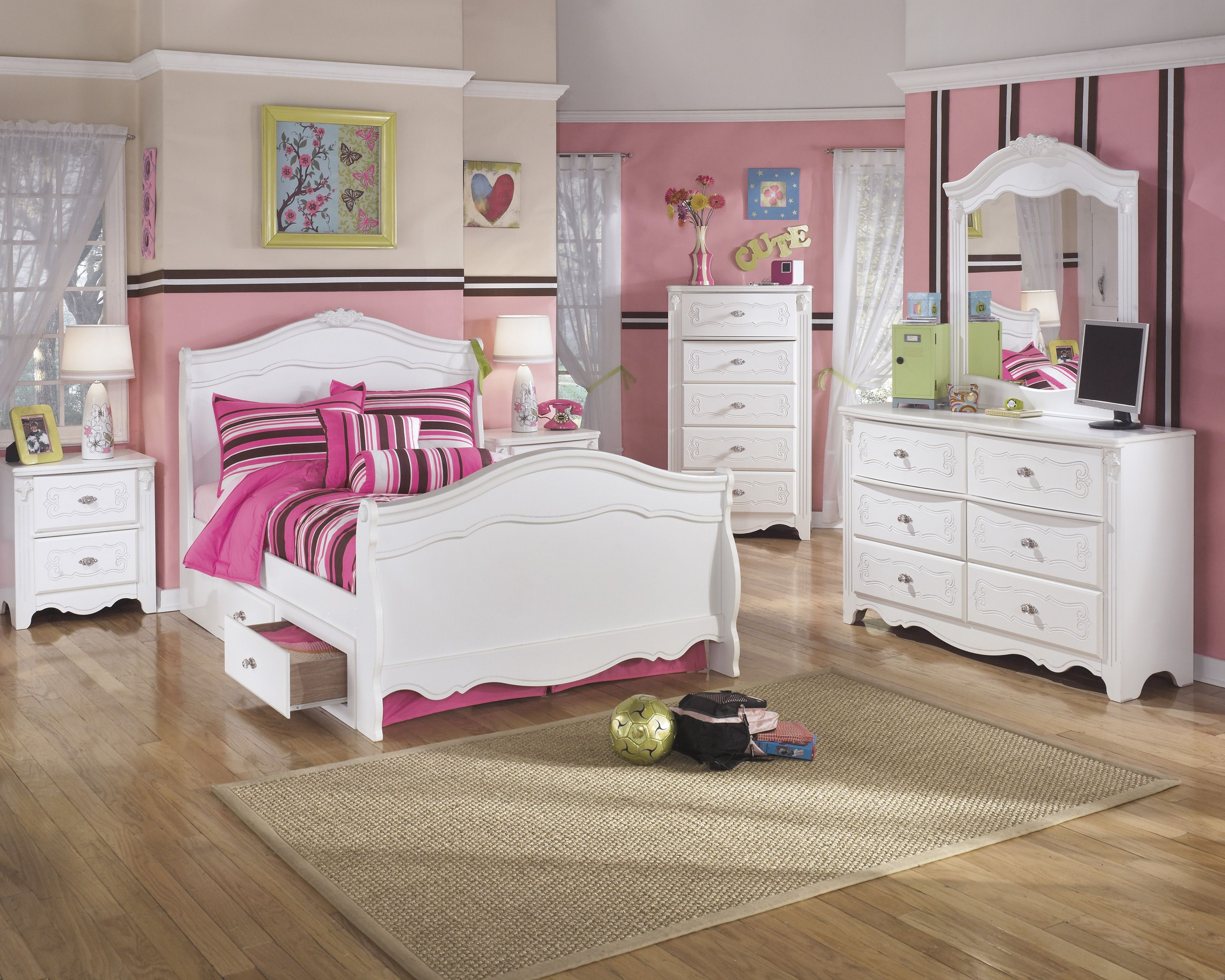 Exquisite White Youth Sleigh Double Storage Bedroom Set in proportions 3000 X 2400