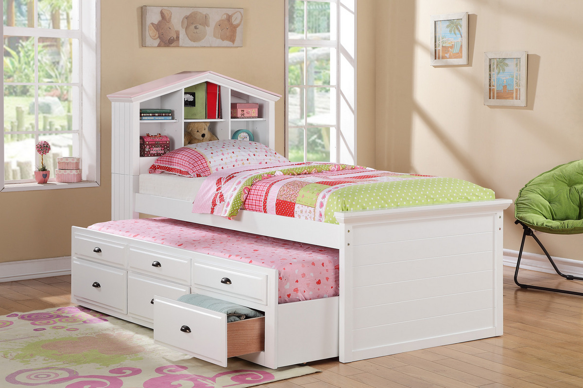 F9223 Cat19p100 Twin Bed Wtrundle Wht in dimensions 1200 X 800