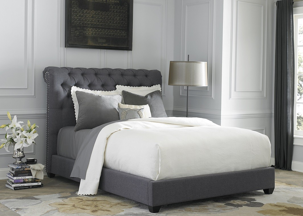 Fabric Bed Sets Encourage Upholstered Bedroom Set With Wood And Dark regarding size 1065 X 760