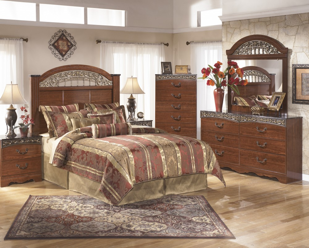 Fairbrooks Estate 3 Pc Bedroom Dresser Mirror Queenfull Panel Headboard intended for dimensions 1000 X 803