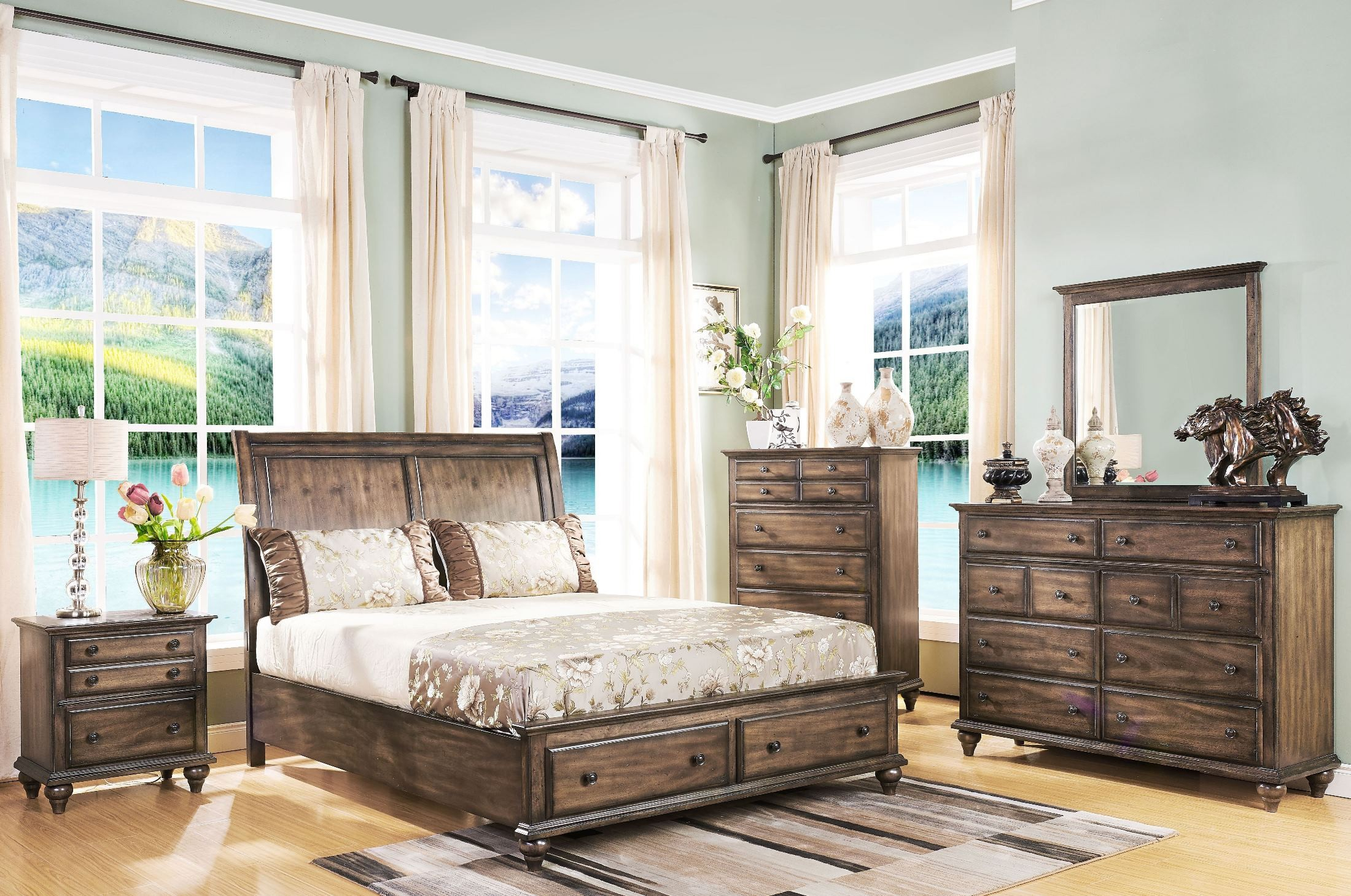 Fallbrook Weathered Brown Sleigh Storage Bedroom Set within dimensions 2200 X 1459