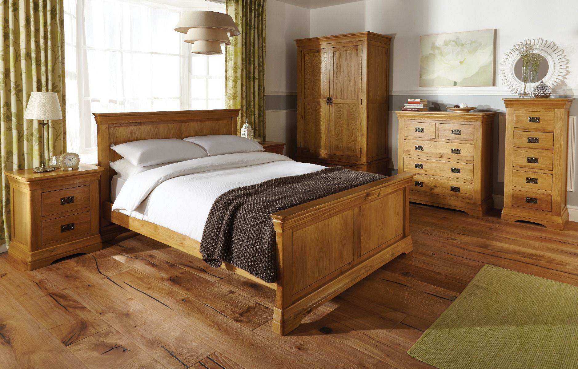 Farmhouse Country Oak Double Bed 4ft 6 Inches in measurements 1878 X 1200