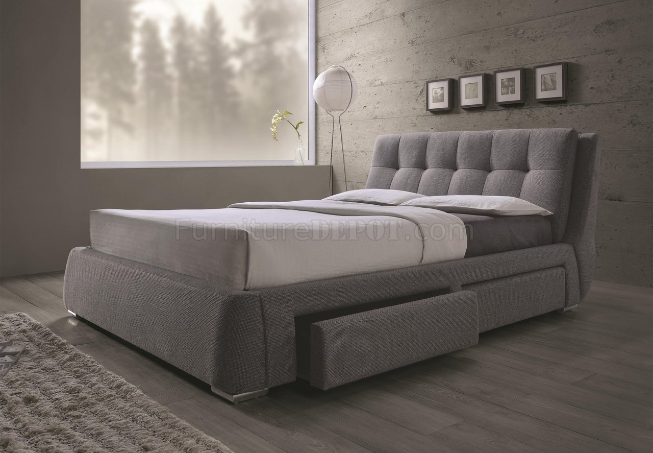 Fenbrook 300523 Upholstered Bed In Grey Coaster Wstorage within size 1280 X 887